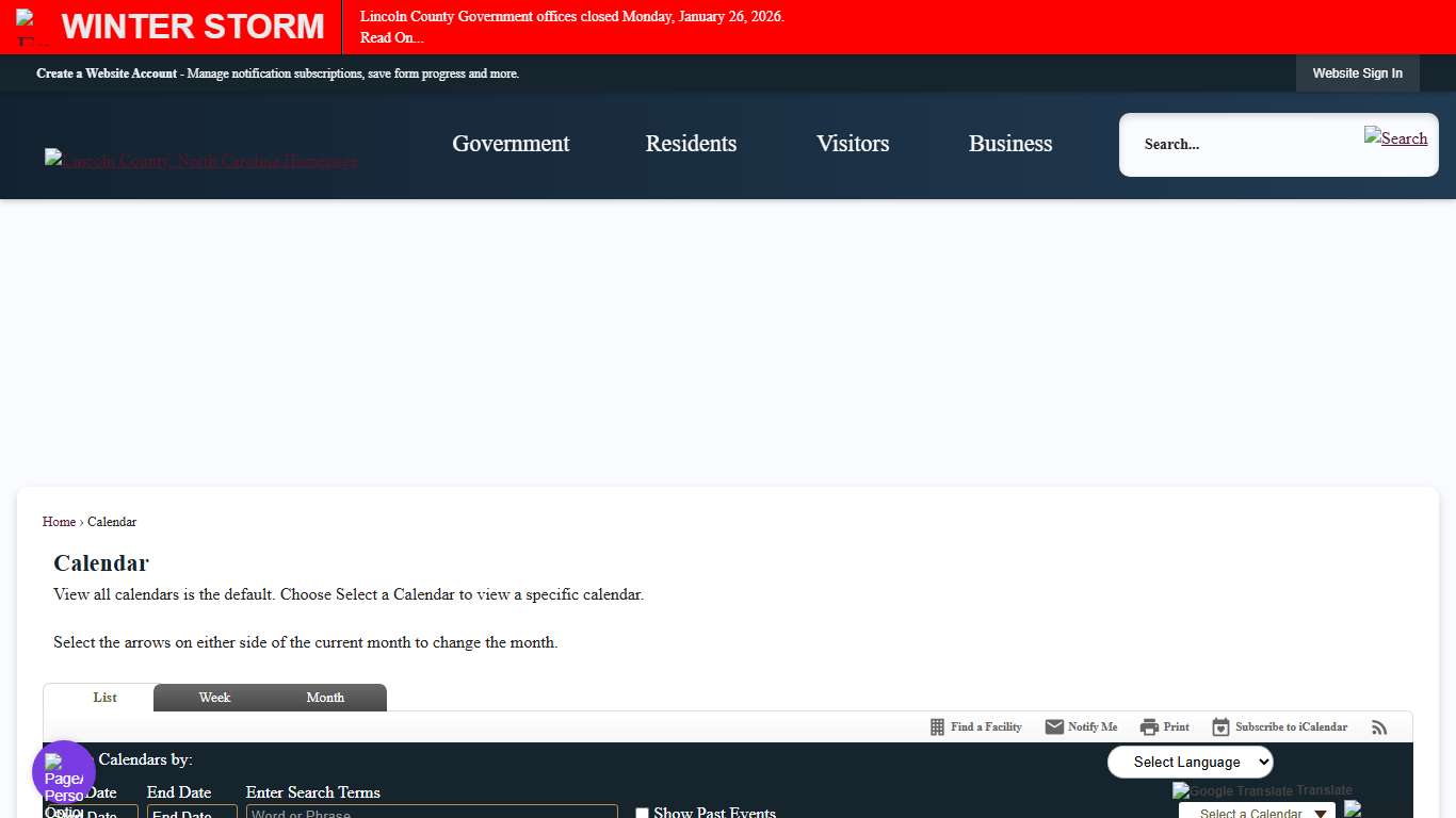 Calendar • Lincoln County • CivicEngage