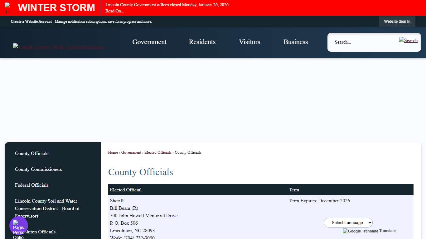 County Officials County of Lincoln, NC - Official Website