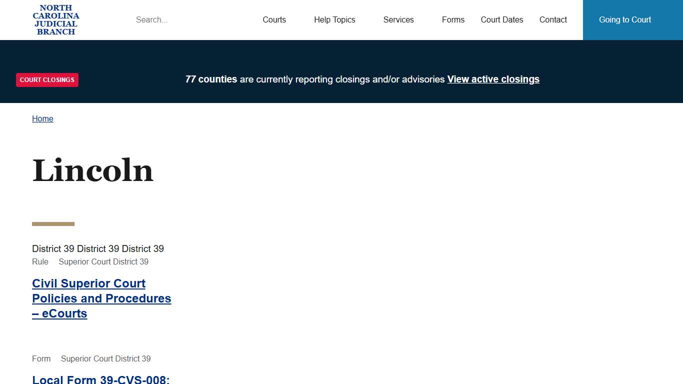 Lincoln North Carolina Judicial Branch